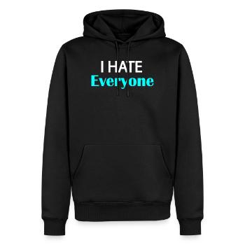 Ich hasse jeden - Männer Premium Bio Hoodie - Schwarz - Vorne - Nico (187cm)