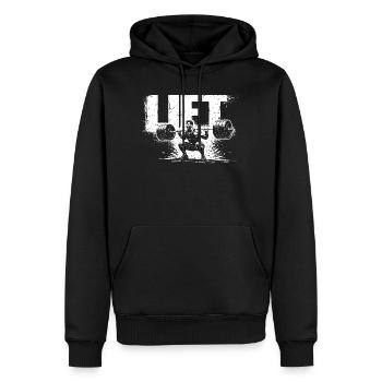 Lift Shirt Gym Workout Weightlifting Gift - Men’s Premium Organic Hoodie - black - Front - Nico (187cm)