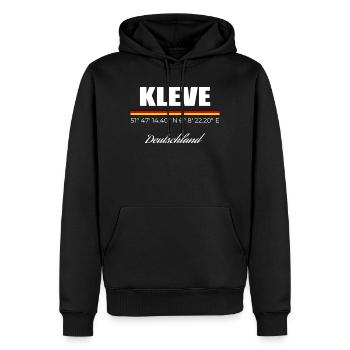 Kleve - Männer Premium Bio Hoodie - Schwarz - Vorne - Nico (187cm)