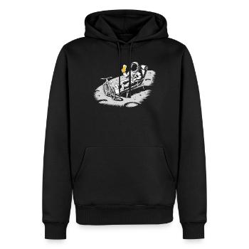 Astronaute qui se détend sur la Lune en buvant de la bière - Sweat à capuche Premium bio Homme - noir - Devant - Nico (187cm)