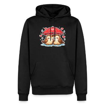 Embrasser des hiboux sous un parapluie - Sweat à capuche Premium bio Homme - noir - Devant - Nico (187cm)