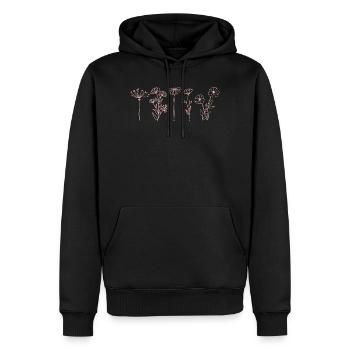 Minimalist Wildflower, Boho Floral Line Art - Men’s Premium Organic Hoodie - black - Front - Nico (187cm)