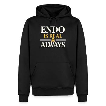 Sensibilisation à l’endométriose Guerrier de l’endo - Sweat à capuche Premium bio Homme - noir - Devant - Nico (187cm)