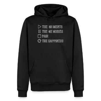 Pleine conscience, moments, souvenirs, bonheur - Sweat à capuche Premium bio Homme - noir - Devant - Nico (187cm)