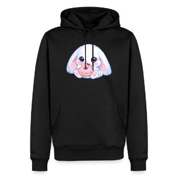 Kawaii Hase mit Donut - Männer Premium Bio Hoodie - Schwarz - Vorne - Nico (187cm)