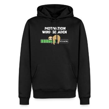 Motivation wird geladen Faultier Faultiermotiv - Männer Premium Bio Hoodie - Schwarz - Vorne - Nico (187cm)