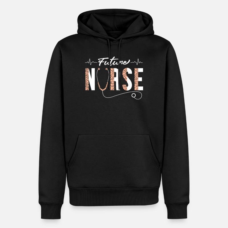 Future Nurse Stethoscope-Emblem - Männer Premium Bio Hoodie - Schwarz