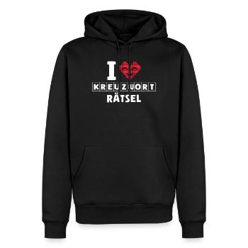 I Love Kreuzwort Rätsel Pixelkunst - Männer Premium Bio Hoodie - Schwarz - Vorne - Nico (187cm)