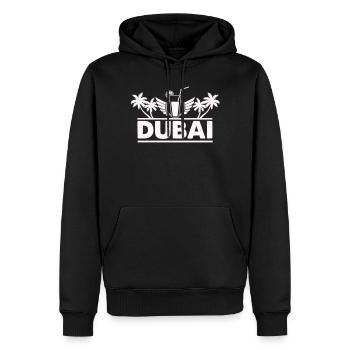 Dubai Palm Trees Drink Logo - Men’s Premium Organic Hoodie - black - Front - Nico (187cm)