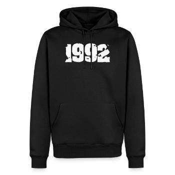 1992 Zerbrochenes Retro-Design - Männer Premium Bio Hoodie - Schwarz - Vorne - Nico (187cm)