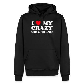 Ich liebe meine verrückte Freundin - Männer Premium Bio Hoodie - Schwarz - Vorne - Nico (187cm)