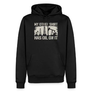 Ölarbeiter Spruch Humor My Other Shirt Has Oil On - Men’s Premium Organic Hoodie - black - Front - Nico (187cm)