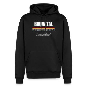 Baunatal - Männer Premium Bio Hoodie - Schwarz - Vorne - Nico (187cm)