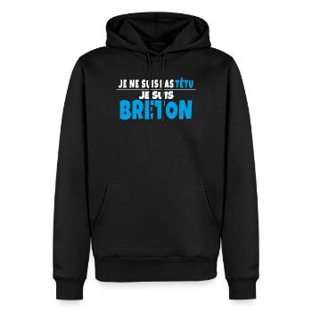 T-shirt Humour Breton Je ne suis pas têtu - Sweat à capuche Premium bio Homme - noir - Devant - Nico (187cm)