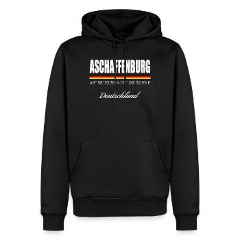 Aschaffenburg - Männer Premium Bio Hoodie - Schwarz - Vorne - Nico (187cm)