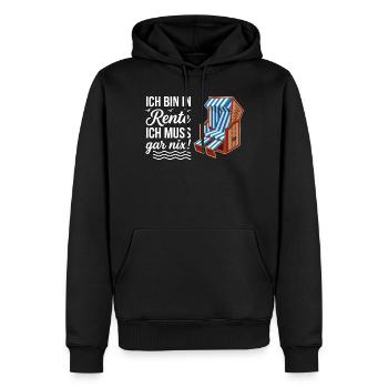 Ich bin in Rente ich muss gar nix mit Strandkorb  - Männer Premium Bio Hoodie - Schwarz - Vorne - Nico (187cm)