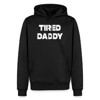 Tired Daddy - Männer Premium Bio Hoodie - Schwarz - Vorne - Nico (187cm)
