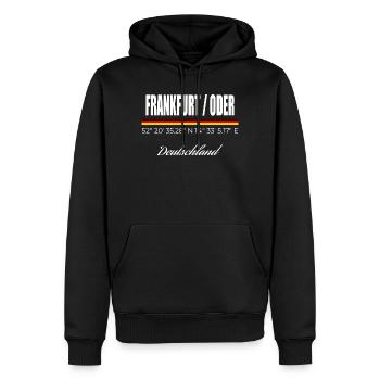 Frankfurt / Oder - Männer Premium Bio Hoodie - Schwarz - Vorne - Nico (187cm)