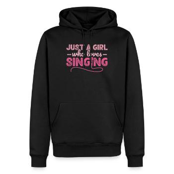 Juste une fille qui aime chanter karaoké - Sweat à capuche Premium bio Homme - noir - Devant - Nico (187cm)