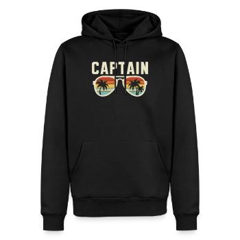Captain Sunglasses Boat Boating Sailor Sailing - Men’s Premium Organic Hoodie - black - Front - Nico (187cm)