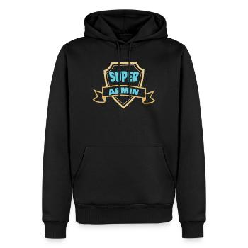Super Armin Schild-Badge - Männer Premium Bio Hoodie - Schwarz - Vorne - Nico (187cm)