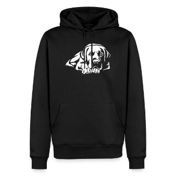 Labrador « Édition Noire » - Sweat à capuche Premium bio Homme - noir - Devant - Nico (187cm)