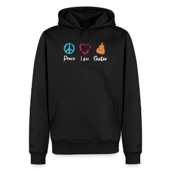 Frieden Liebe Gitarre - Männer Premium Bio Hoodie - Schwarz - Vorne - Nico (187cm)