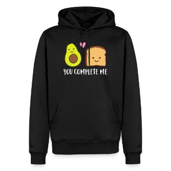 Tu m’as complété toast à l’avocat - Sweat à capuche Premium bio Homme - noir - Devant - Nico (187cm)