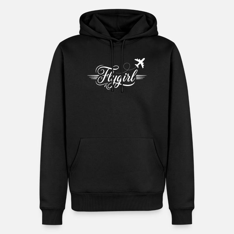 Flygirl Script mit Flugzeug-Schnörkel - Männer Premium Bio Hoodie - Schwarz