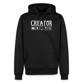 Créateur de contenu, vlogeur streamer en ligne, influenceur - Sweat à capuche Premium bio Homme - noir - Devant - Nico (187cm)