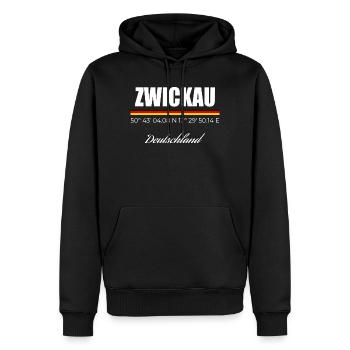 Zwickau - Männer Premium Bio Hoodie - Schwarz - Vorne - Nico (187cm)