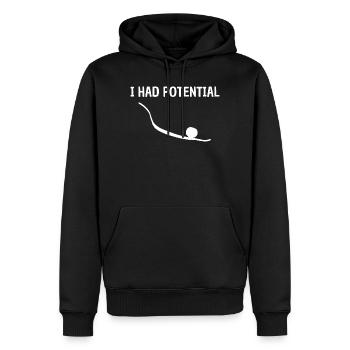 Ich hatte Potenzial für unkonventionellen grafischen Humor - Männer Premium Bio Hoodie - Schwarz - Vorne - Nico (187cm)