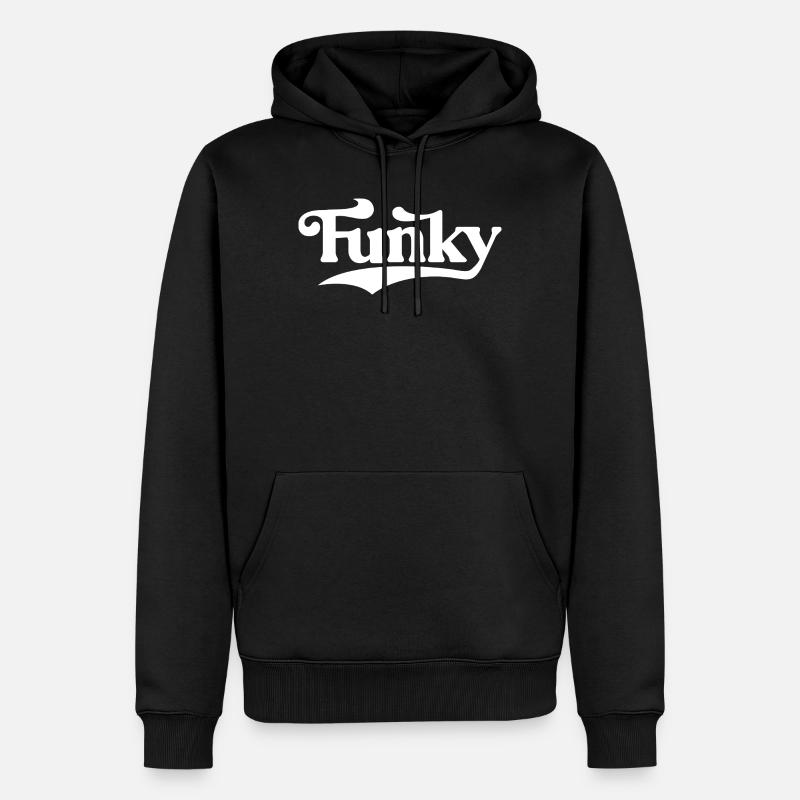 Funky Retro Script Logo - Felpa con cappuccio ecologica premium da uomo - nero