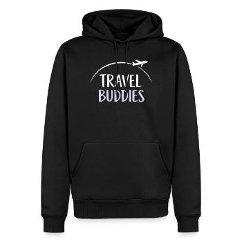 Travel buddies - Männer Premium Bio Hoodie - Schwarz - Vorne - Nico (187cm)