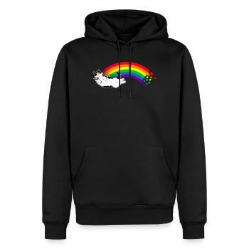Chat arc-en-ciel - Sweat à capuche Premium bio Homme - noir - Devant - Nico (187cm)