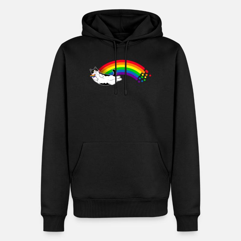 Chat arc-en-ciel - Sweat à capuche Premium bio Homme - noir