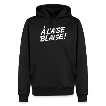 À l’aise Blaise Typo Design - Sweat à capuche Premium bio Homme - noir - Devant - Nico (187cm)