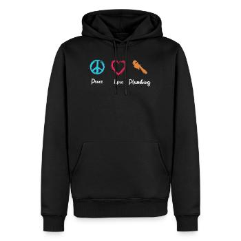 Paix Amour Plomberie - Sweat à capuche Premium bio Homme - noir - Devant - Nico (187cm)