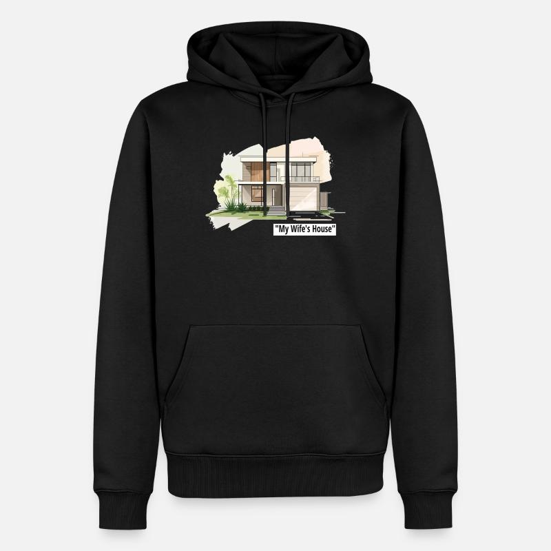 Ultramoderne Familienhausillustration - Männer Premium Bio Hoodie - Schwarz