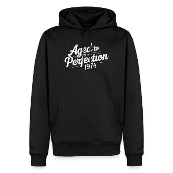 1974 Design for the 52 – For 52 years - Men’s Premium Organic Hoodie - black - Front - Nico (187cm)