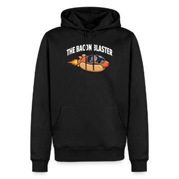 Bacon Blaster : design drôle de fusée Space Pig - Sweat à capuche Premium bio Homme - noir - Devant - Nico (187cm)