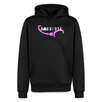 Logo Boudeuse  - Sweat à capuche Premium bio Homme - noir - Devant - Nico (187cm)