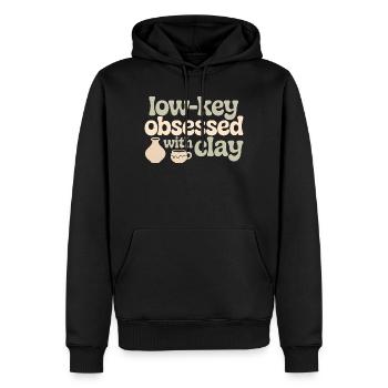 Still tonverliebt | Töpfern Keramik - Männer Premium Bio Hoodie - Schwarz - Vorne - Nico (187cm)