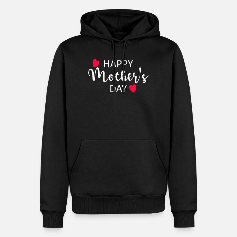 Happy Mother's Day Script Hearts - Männer Premium Bio Hoodie - Schwarz