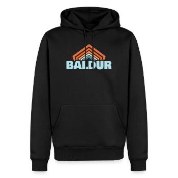 Baldur - Männer Premium Bio Hoodie - Schwarz - Vorne - Nico (187cm)