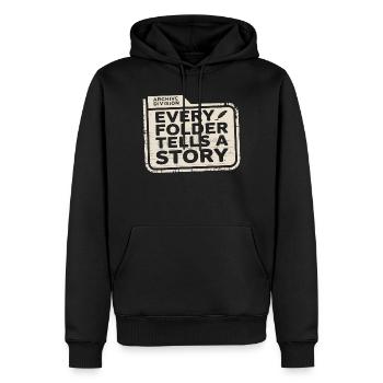 Every Folder Tells a Story - Men’s Premium Organic Hoodie - black - Front - Nico (187cm)