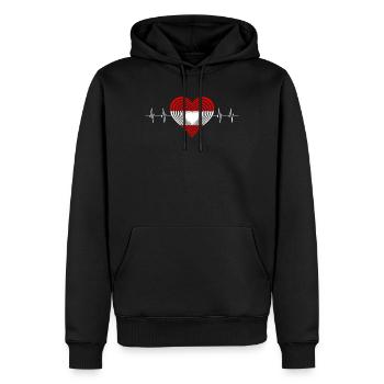 Herzschlag Herzliebe Grafik Österreich Herz Austri - Männer Premium Bio Hoodie - Schwarz - Vorne - Nico (187cm)