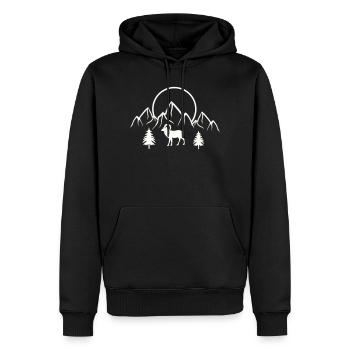 Paysage lunaire alpin avec le Capricorne - Sweat à capuche Premium bio Homme - noir - Devant - Nico (187cm)