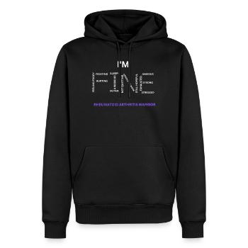 Rheumatoide Arthritis-Kämpfer – Mir geht's gut - Männer Premium Bio Hoodie - Schwarz - Vorne - Nico (187cm)