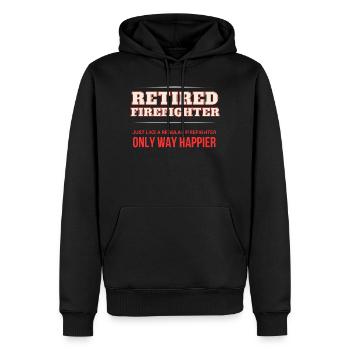 Pensionierter Feuerwehrmann – nur viel glücklicher - Männer Premium Bio Hoodie - Schwarz - Vorne - Nico (187cm)